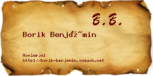 Borik Benjámin névjegykártya